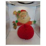 Vintage Cardboard & Crepe Paper Santa = 9&3/4"
