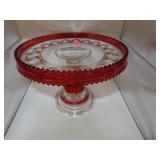 Beautiful Pedistal Cake Plate = 9" x 6&5/8"