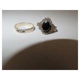 2 (925) Silver Rings - Onyx = 7.75 - other = 6.5