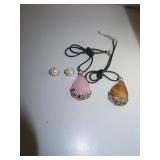 2 New Necklaces & Pearl Pierced Earrings