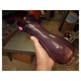 Hand Blown Art Glass Amethyst Vase = 11" x 4&1/2"