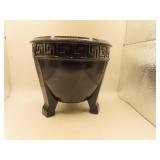 Vintage Black Amethyst Greek Key Vase = 6&3/8" x