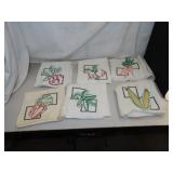 6 Vintage Vegetable Tea Towels = 27" x 27"