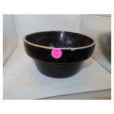 Antique Brown Glazed Crock Serving Bowl =7&3/8"x