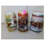 3 Vintage Budweiser Beer Steins - 1983 & 2= 1993