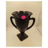 Vintage Black Amethyst Vase = 7" - small chip