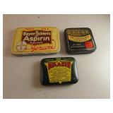 3 Vintage Tins (empty)