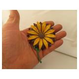 Vintage Flower Brooch Pin = 4&3/8" x 3"