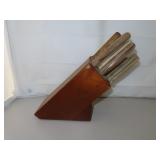 Cutlery = 5 Knives - Sharpening Steel & Block =