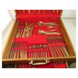 Vintage Chest of Solid Brass Flatware = 117 Piece