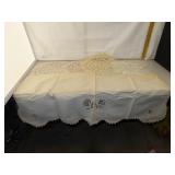 6 Pieces Fancy Work = Doilies and Table Runner
