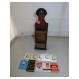 Vintage Kitchen Match Holder with Book & Box