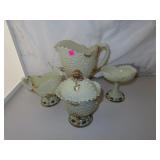 4 Pc Antique Northwood Argonaut Nautilus Custard
