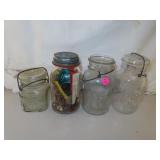 4 Vintage Fruit Jars = 3 Quart and 1 Pint =