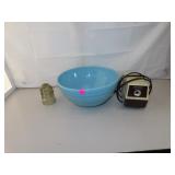 Vintage Blue Crock Stoneware Bowl (hairline crack)