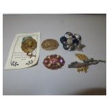 5 Vintage Brooch Pins