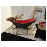 NO SHIPPING - Antique Wood - Wicker & Iron Sleigh