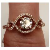 14 k rose gold 3/4 caret center 11/4 caret total