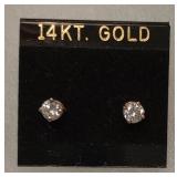 14 k gold 1/4 caret total weight natural diamond earrings 