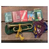Early Boy Scout bugle and books