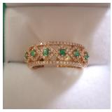 14 k emerald and diamond ring .54 diamonds 