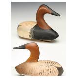 STYLIZED CANVASBACK DRAKE AND HEN DECOY PAIR