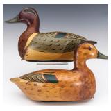 GREEN-WINGED TEAL HEN & DRAKE DECOYS MARKED PERDEW