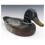 AN ANTIQUE CARVED AND PAINTED MALLARD DRAKE DECOY