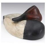 A RESTING CANVASBACK DRAKE WOOD DECOY