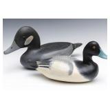 BLUEBILL DRAKE AND BUFFLEHEAD HEN MINIATURE DECOYS