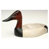 A GOOD MID 20TH C. CANVASBACK DRAKE WOODEN DECOY