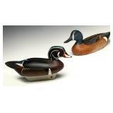 LATE 20TH C. WOOD DUCK AND BLUE-WINGED TEAL DECOYS