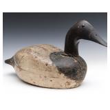 A GOOD EARLY CARVED PANTED CANVASBACK DRAKE DECOY