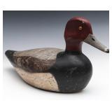 A REDHEAD DRAKE WOOD DECOY BRANDED H. STEVENS