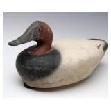 AN EARLY 20TH C CANVASBACK DRAKE CORK DECOY