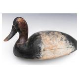 AN EARLY 20TH C CANVASBACK DRAKE WOODEN DECOY