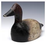 A CANVASBACK DRAKE WOODEN DECOY