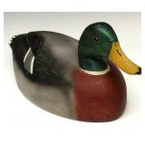 A LATE 20TH C. MALLARD DRAKE CARVED, PAINTED DECOY