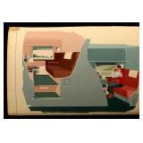 GOUACHE RENDERINGS OF RAILROAD CAR INTERIORS GOUACHE RENDERINGS OF RAILROAD CAR INTERIORS