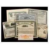 FIVE 1875-1902 RAILROAD COMPANY SHARE CERTIFICATES