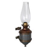 A 19TH CENTURY IRON BRACKET RAILCAR SIDE OIL LAMP A 19TH CENTURY IRON BRACKET RAILCAR SIDE OIL LAMP