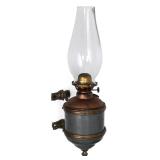 A 19TH CENTURY IRON BRACKET RAILCAR SIDE OIL LAMP