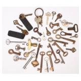 A COLLECTION OF ANTIQUE RAILROAD AND OTHER KEYS A COLLECTION OF ANTIQUE RAILROAD AND OTHER KEYS