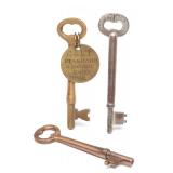 THREE C&EI & CRI&P RAILROAD COACH & CABOOSE KEYS