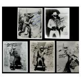 FIVE CLAYTON MOORE SIGNED LONE RANGER PHOTOGRAPHS