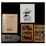 SIX CLAYTON MOORE SIGNED LONE RANGER ITEMS