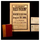 1895 CIVIL WAR VET REUNION POSTER, SPAN-AM ITEMS