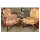 TWO DIFFERENT ANTIQUE LOUIS XV STYLE CHAIRS