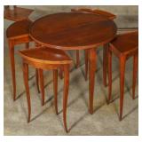 EARLY 20TH C. NESTED SET OF FIVE FRUITWOOD TABLES