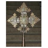 AN ETHIOPIAN PROCESSIONAL STAFF COPTIC CROSS